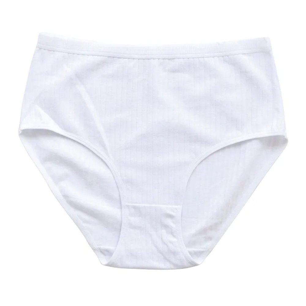 3/$35 Full-Coverage White Panties Period Underwear High Waist Briefs Women